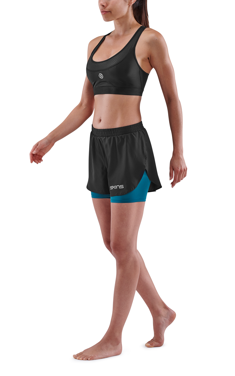 SKINS WOMEN'S ACTIVEWEAR X-FIT SHORTS 3-SERIES - BLACK