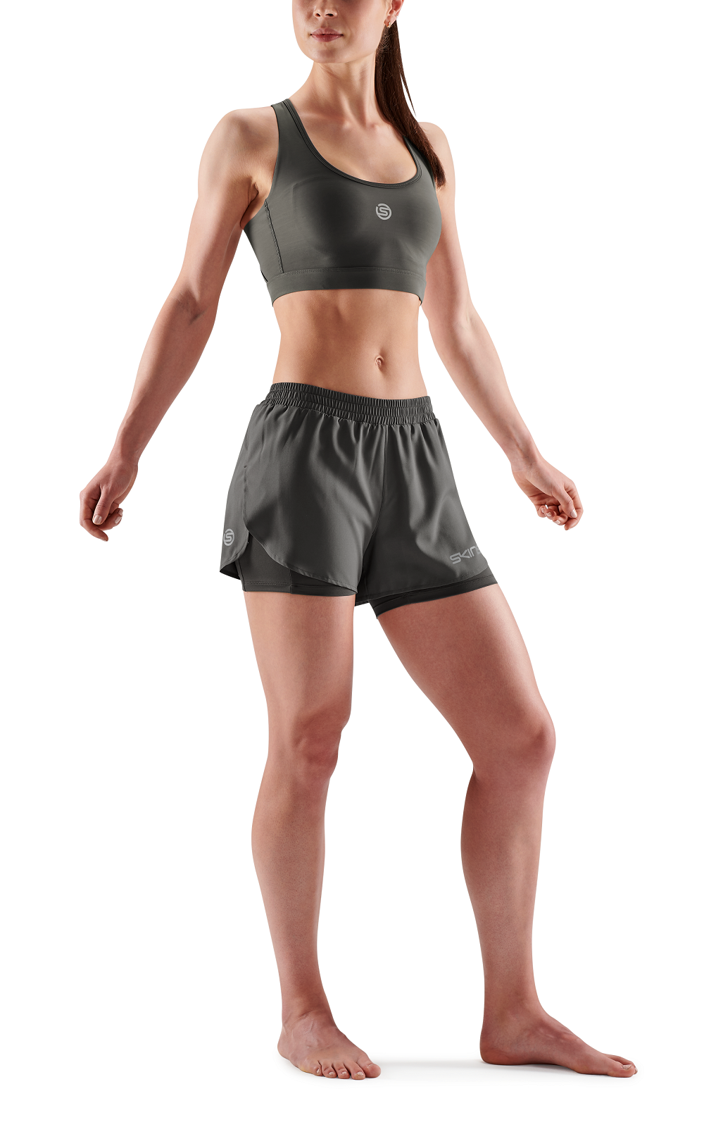 SKINS WOMEN'S ACTIVEWEAR X-FIT SHORTS 3-SERIES - CHARCOAL