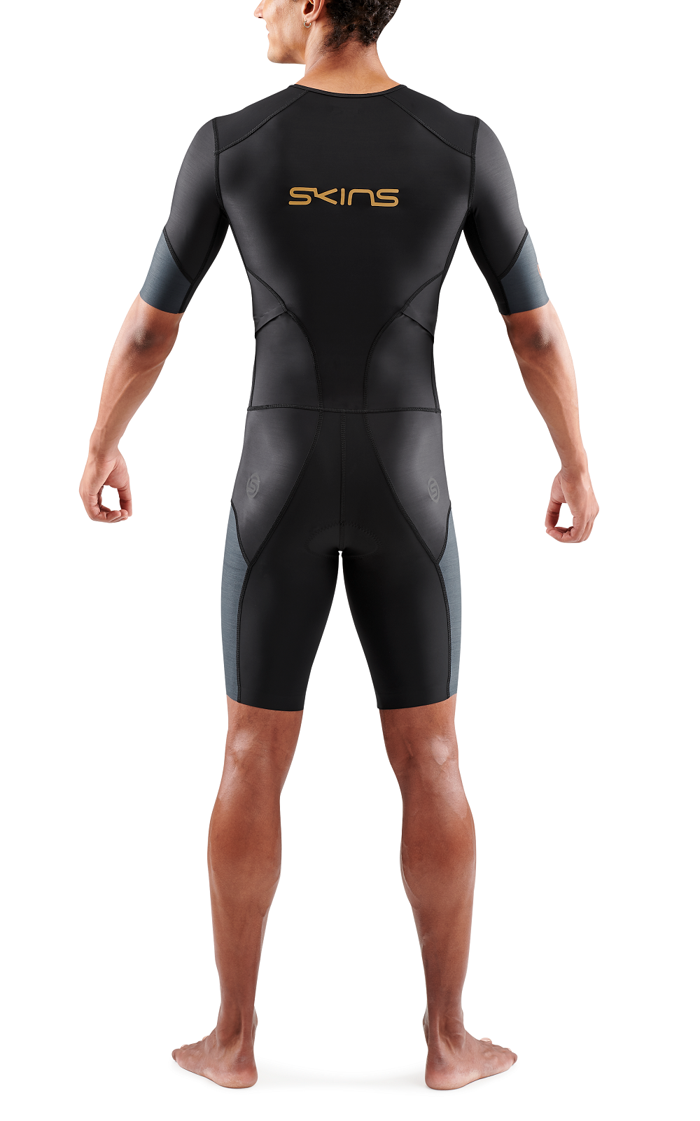 SKINS MEN'S TRI ELITE S/S TRI SUIT - BLACK/CARBON