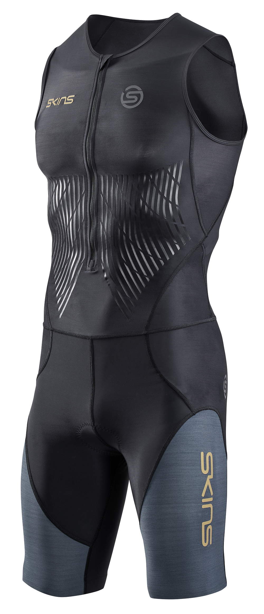 SKINS MEN'S TRI ELITE S/L TRI SUIT - BLACK/CARBON