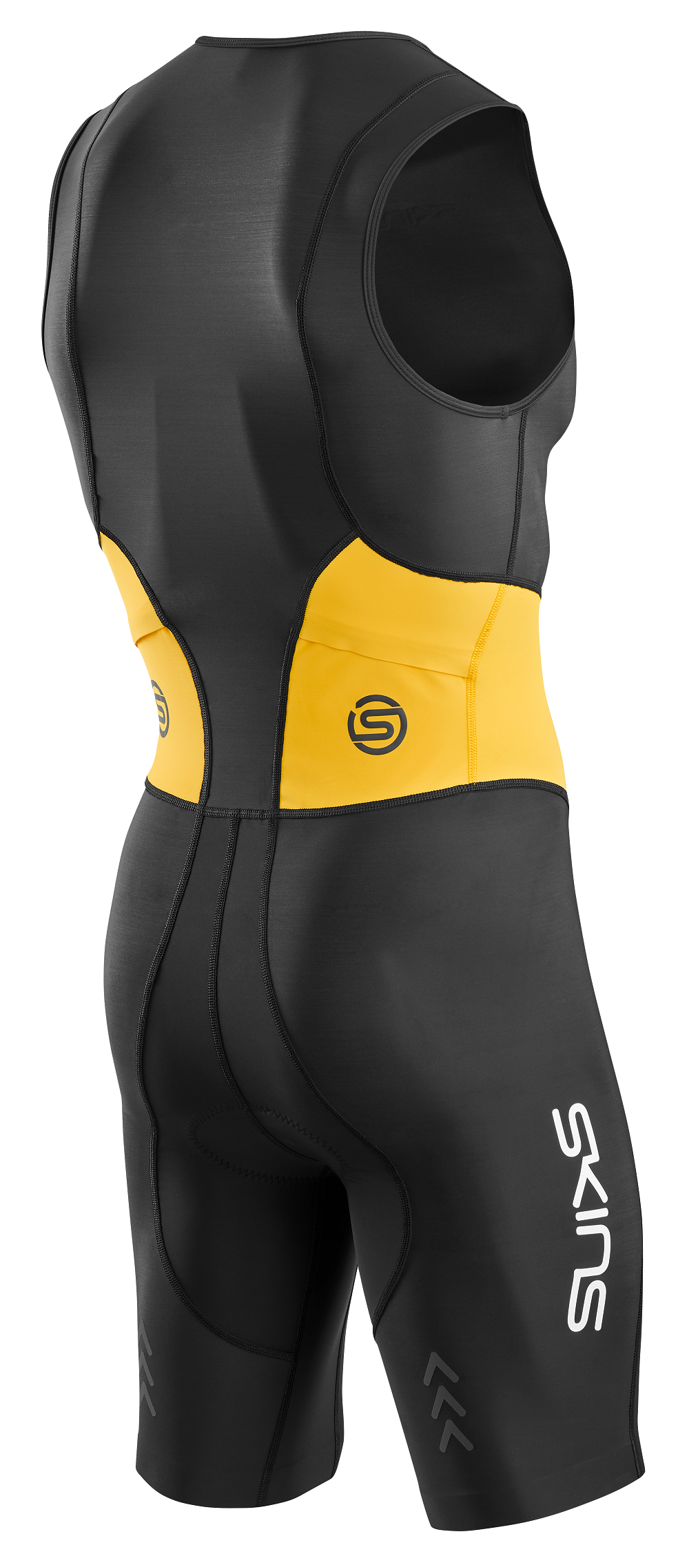 SKINS MEN'S TRI BRAND S/L TRI SUIT - BLACK/ZEST