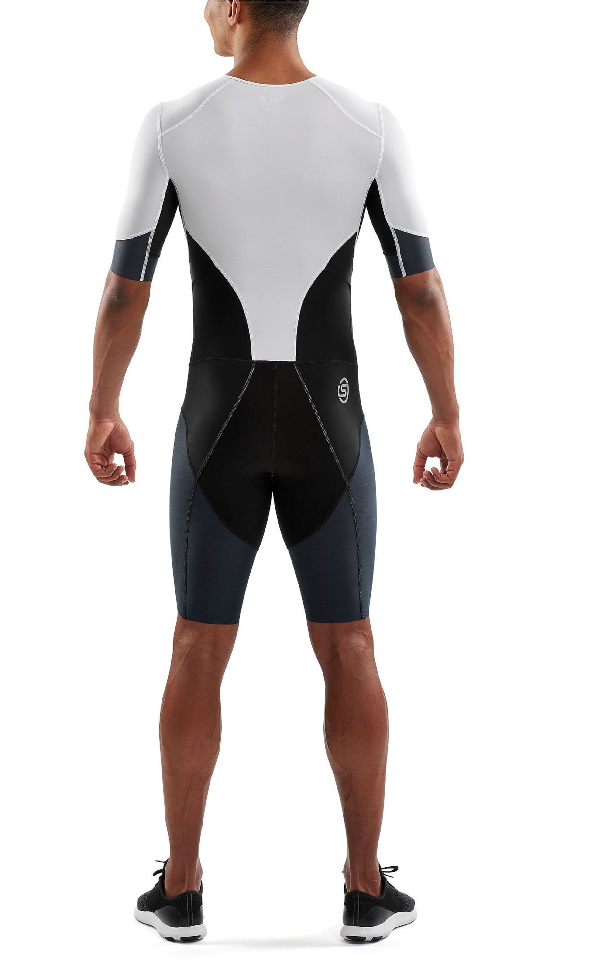 SKINS DNAMIC TRIATHLON MENS SKINSUIT WITH FRONT ZIP S/S - WHITE