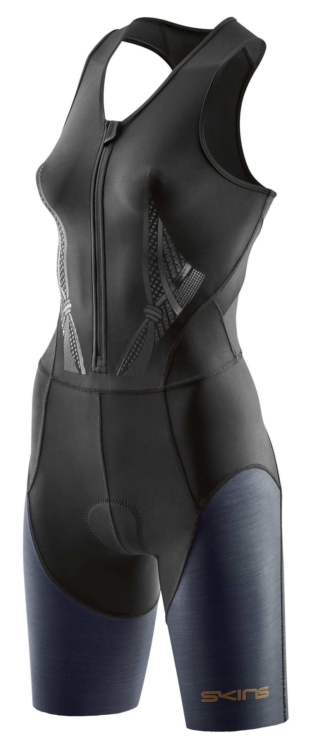 SKINS DNAMIC TRIATHLON WOMENS SKINSUIT WITH FRONT ZIP - BLACK