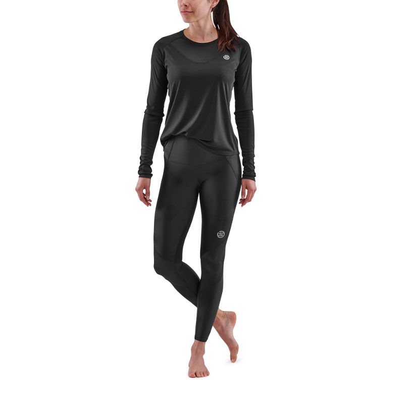 SKINS WOMEN'S ACTIVEWEAR LONG SLEEVE TOPS 3-SERIES - BLACK